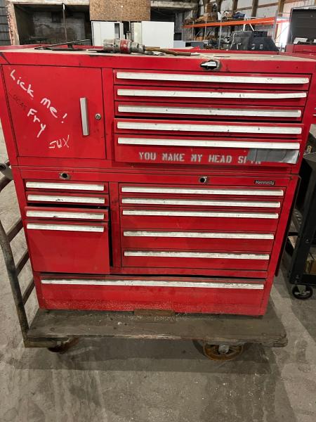 Used Kennedy Tool Chest Rolling Cart. Some Tools Included, Several Stuck Drawers - Image 2