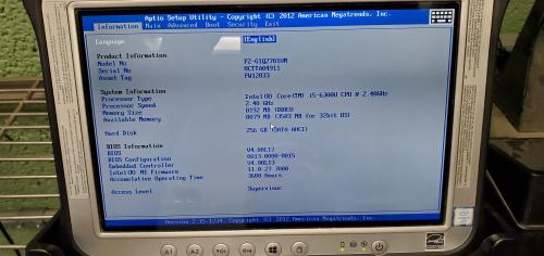 Lot of 217 Panasonic ToughPad FZ-G1, Ruggedized Tablet. The following specs are general, not all machines have the same exact specs: Intel Core i5-6300 CPU @ 2.4 Ghz, 8 Gb DDR3 RAM, 256 GB SATA HDD. Includes Chargers. No Operating System Installed.