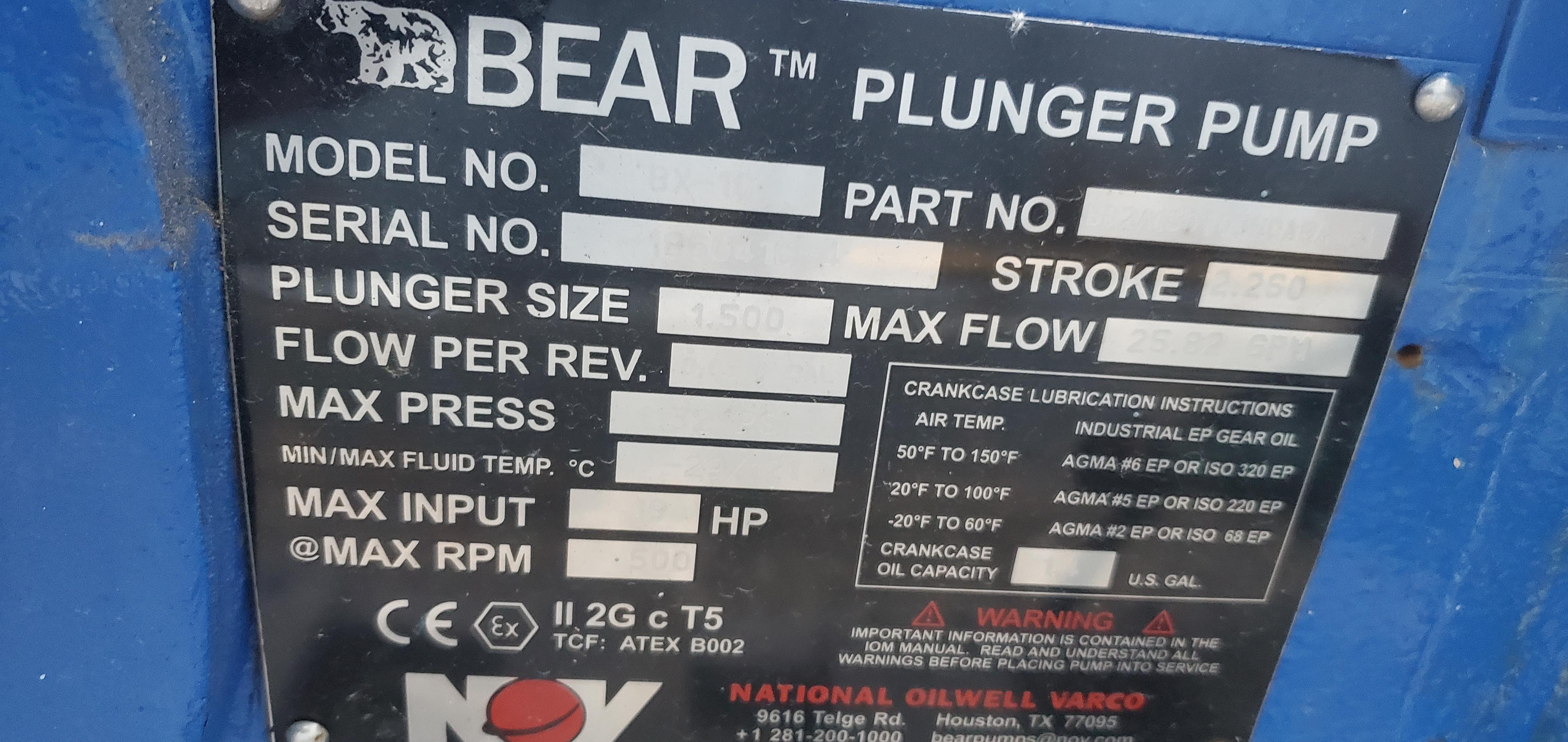 Used Bear Plunger Pump, Model BX10(3)