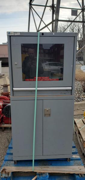 Used Metal Computer Cabinet W/Keys - Image 1