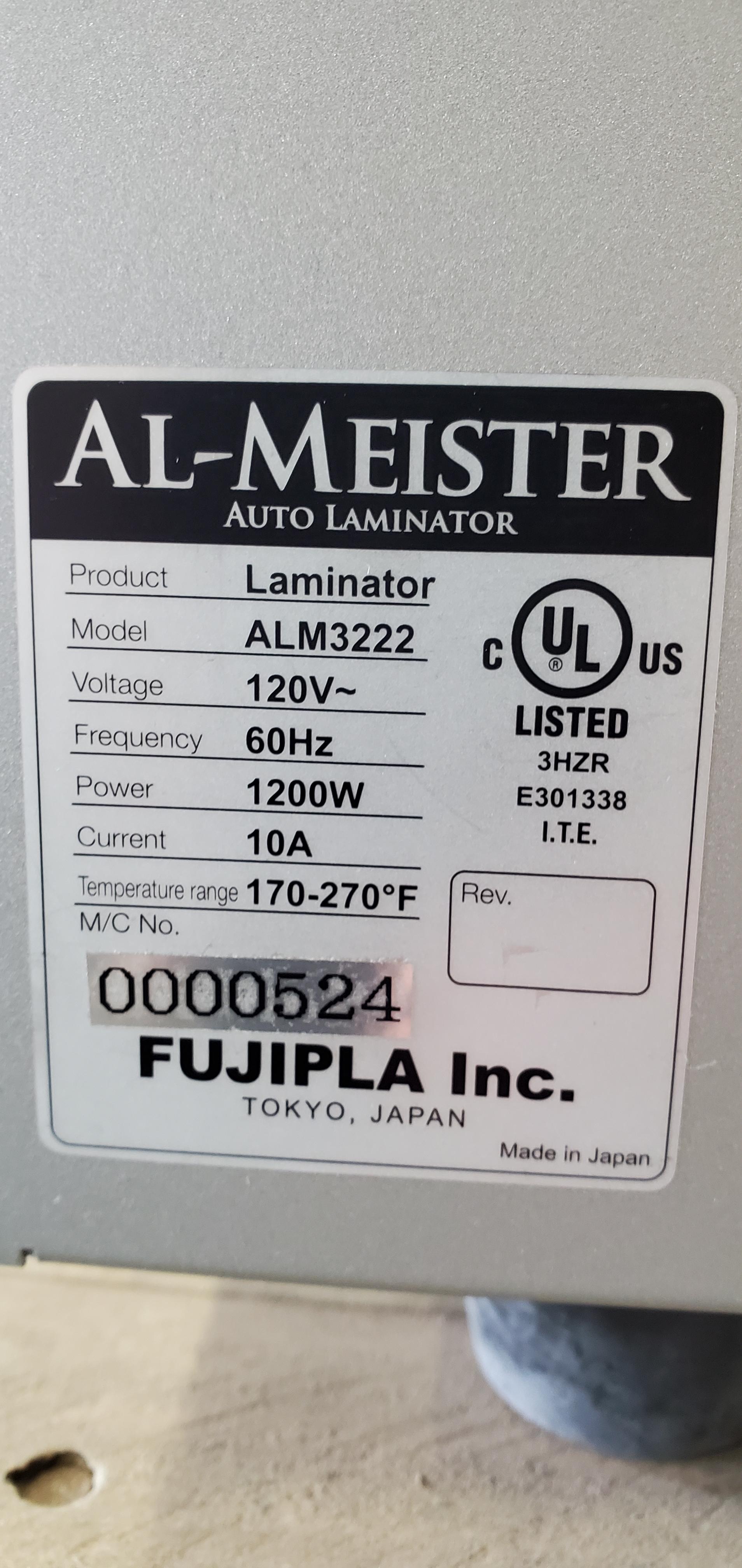 Used Al-Meister Auto Laminator- ALM3222