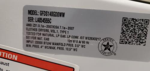 GE Gas Dryer- Unknown Working Condition. - Image 3