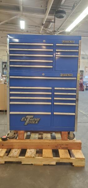 Extreme Tools Rolling TooBox with Top Box- Tools Included. Has Keys. 42"x60" (Not Available for Donation). - Image 1
