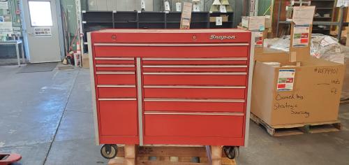 Snap-on Rolling TooBox with Top Box- Tools Included. Has Keys. 21"x50" (Not Available for Donation). - Image 1