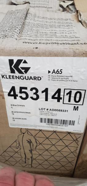 92 Boxes of KleenGuard A65; 45314/45313/ Disposable Flame Resistant Coverall- Each box Contains 26 Suits. Boxes are Water Damaged. 40 Boxes of XL, 52 Boxes of Large. - Image 2