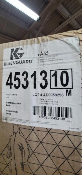 92 Boxes of KleenGuard A65; 45314/45313/ Disposable Flame Resistant Coverall- Each box Contains 26 Suits. Boxes are Water Damaged. 40 Boxes of XL, 52 Boxes of Large. - Image 3