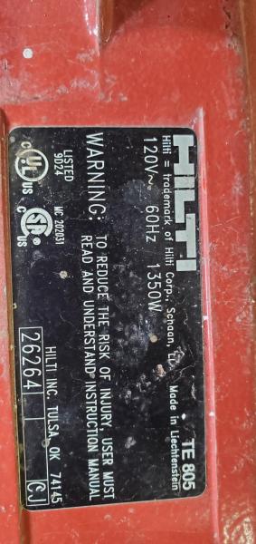 Hilti TE 805 120v Demo Tool. - Image 3