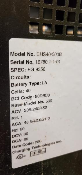 Charging Technologies Electric Forklift Charger- Model #EHS40/500B - Image 2