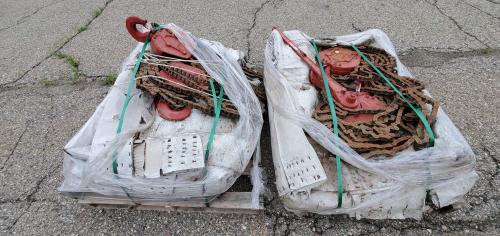 Lot of Four 9 Ton 5 Chain Coffing Hoists. (Miller Truck). - Image 1