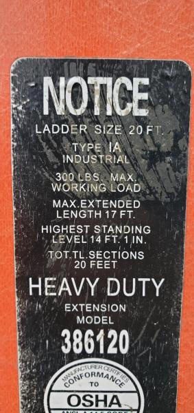 Louisville 20' Extension Ladder-2 - Image 2