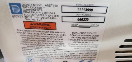 Lot of two (2) 100% functional Thermo Scientific Dionex ASE 350 Accelerated Solvent Extractors- (One unit is missing a rear access cover) - Image 3