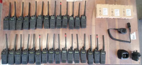Lot of Motorola Portable Two-Way Radios w/ Multi-Unit IMPRES Chargers & 3 New Batteries (Radios No Batteries) - Image 1
