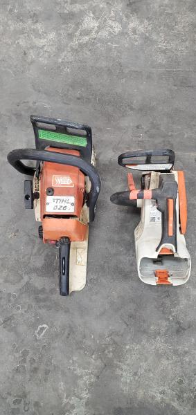 Lot of Stihl Chainsaws. Broken, 1 Gas, 1 Battery Powered, No Battery/Charger. - Image 1