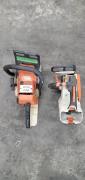 Lot of Stihl Chainsaws. Broken, 1 Gas, 1 Battery Powered, No Battery/Charger.