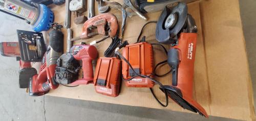 Mixed tool lot &mdash; DeWalt, Hilti, Porter Cable, Black & Decker, pipe wrenches, air tools, chargers, and more &mdash; untested. - Image 4