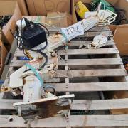 RKI Model 2000-3-5S crane-mounted personnel lift / utility man-basket attachment, used condition