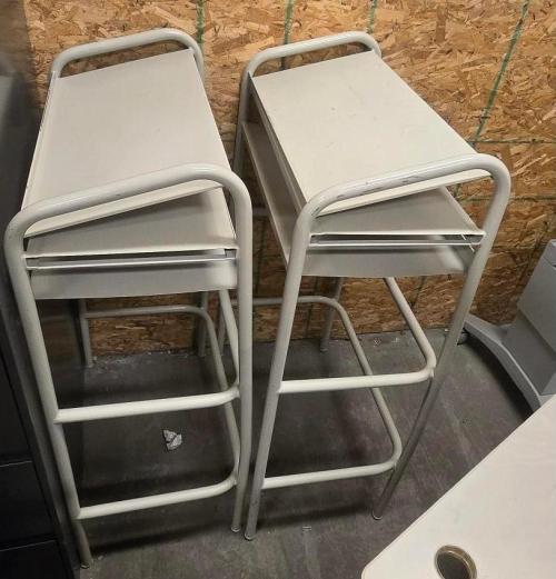 Lot of 3 Used Metal Podiums and 3 Rolling Book Carts-  - Image 2