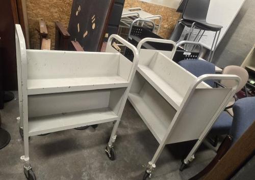 Lot of 3 Used Metal Podiums and 3 Rolling Book Carts-  - Image 4