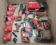 Lot of Hilti Cordless Power Tools with Mismatched Milwaukee Chargers-