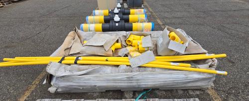 Bulk lot of polyethylene gas line materials including PolyValve valves, Performance Pipe fittings, risers, and assorted components, surplus. - Image 2