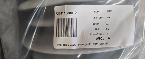 Lot 2 high-voltage porcelain station post insulators rated for 145kV. Ribbed weather-shed design for outdoor substation or transmission applications. - Image 2