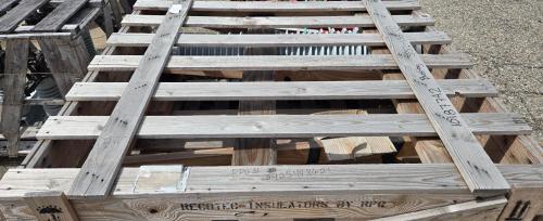 Lot 2 high-voltage porcelain station post insulators rated for 145kV. Ribbed weather-shed design for outdoor substation or transmission applications. - Image 4