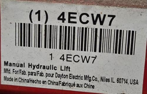 Dayton 4ECW7 Manual Hydraulic Lift- - Image 5