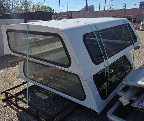 Lot of 2 Fiberglass truck caps (white, sliding side windows, rear glass doors w/ locks), TAG Midwest ID 100R 58GSO19 (2021); good used condition with typical wear&mdash;fitment unknown, buyer to verify. - Image 2