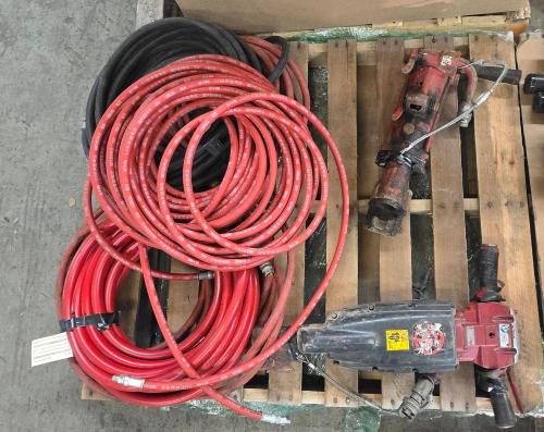 Lot of 2 Pneumatic Breakers and Air/Garden Hoses- - Image 1