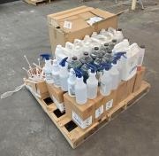 Mixed Lot of PPE & Cleaning Supplies Including KN95 Masks, Alcohol Antiseptic, Spray Bottles, Wipes, and Assorted hand sanitizer- 