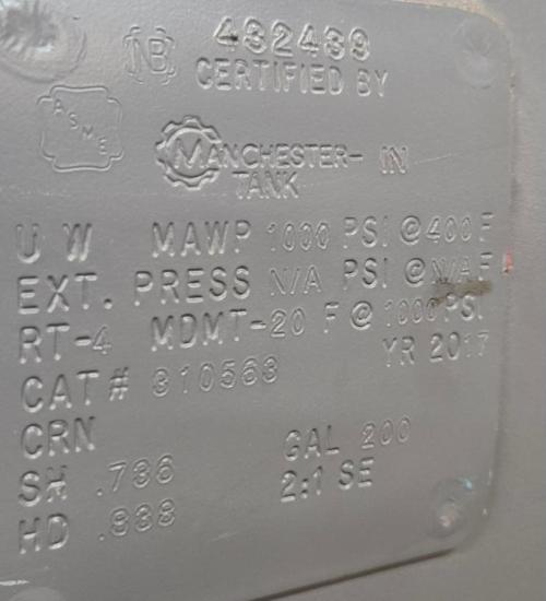 200 Gallon Manchester Tank Horizontal Air Receiver, 200 PSI MAWP, ASME Rated, Includes Gauge & Valve - Image 4