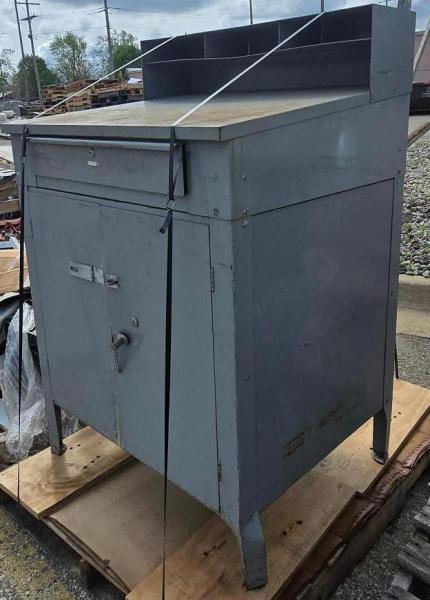 Heavy-duty industrial steel workbench cabinet with storage and backstop-53"&times;35", 30" Deep.- - Image 2
