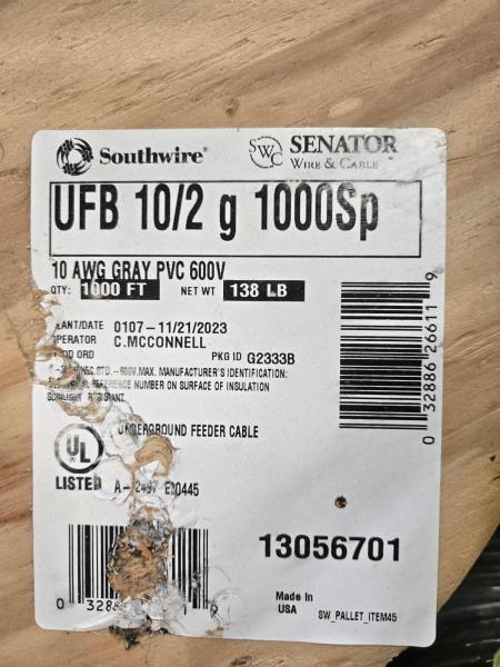 Lot of 9 New Southwire UFB 10/2 Underground Feeder Cable Reels &ndash; 1,000 ft Each - Image 2