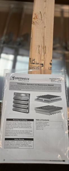 Lot of 2 Aluminum Greenheck Backdraft Dampers, Model EM-11-40"X40". - Image 2