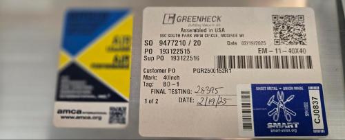 Lot of 2 Aluminum Greenheck Backdraft Dampers, Model EM-11-40"X40". - Image 3