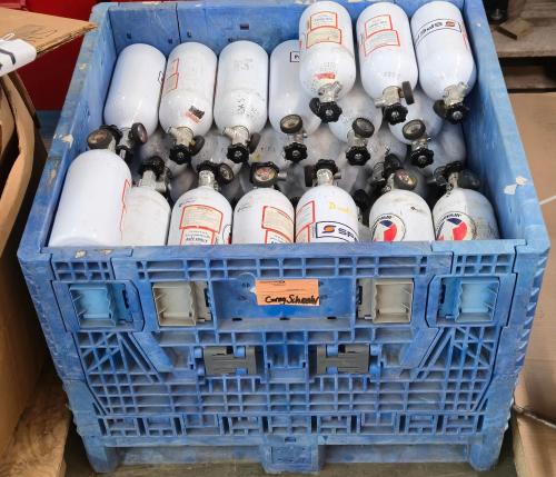 Lot of assorted compressed air cylinders- Crate Not Included- - Image 1