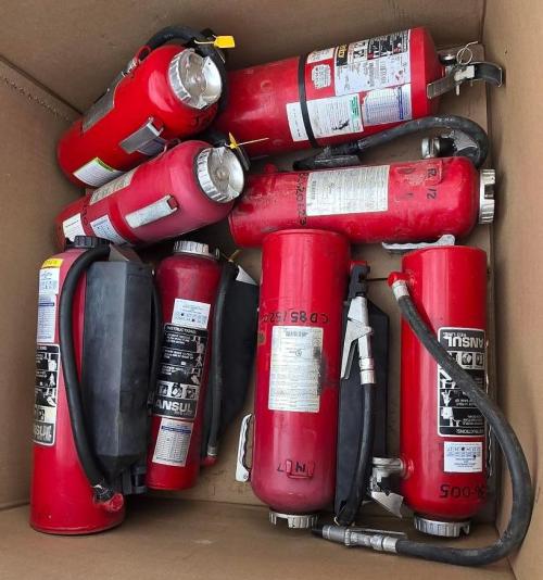 Lot of 9 used Ansul Fire Extinguishers, Untested, Unrated. - Image 1