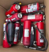 Lot of 9 used Ansul Fire Extinguishers, Untested, Unrated.