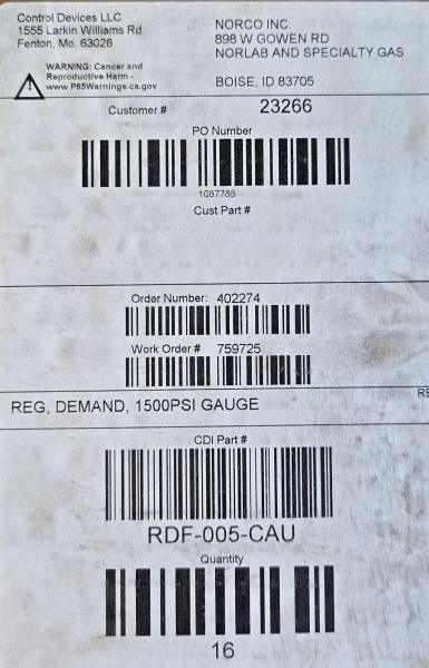 Box of 16 Control Devices Demand Flow Regulators &ndash; C-10 Fitting &ndash; Stainless Steel &ndash; 1500 PSI- 5/8-18 thread. - Image 4