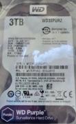 Lot of five (5) brand new Western Digital WD Purple 3TB surveillance hard drives, still sealed in their original factory anti-static packaging.