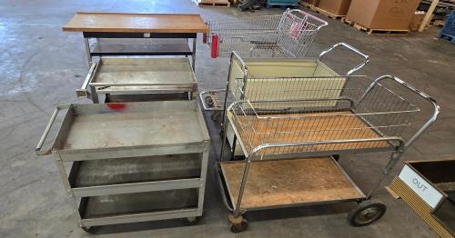 Mixed Lot of Utility Carts, Wire Basket Carts- - Image 2