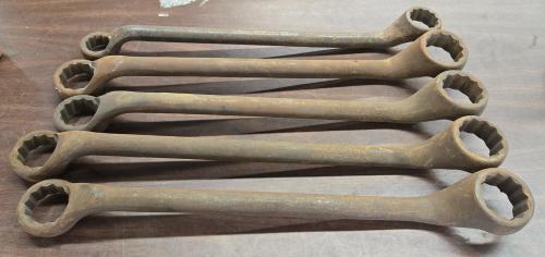 Lot of five (5) heavy-duty forged offset box-end wrenches by Williams.  - Image 1
