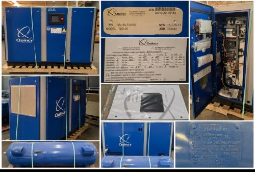 Quincy QSI-90 Rotary Screw Air Compressor Package w/ Horizontal Air Receiver Tank &ndash; 460V 3PH &ndash;  - Image 1