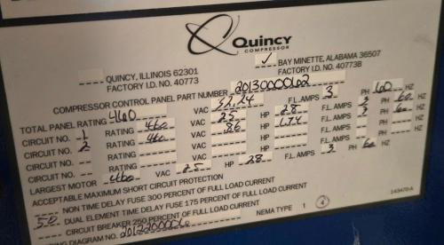 Quincy QSI-90 Rotary Screw Air Compressor Package w/ Horizontal Air Receiver Tank &ndash; 460V 3PH &ndash;  - Image 5