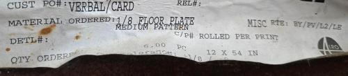 Lot of 2 Rolled Steel Diamond Tread Plate Sections &ndash; 1/8" Thick &ndash; 12" &times; 54" - Image 2