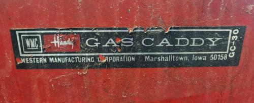 Western Manufacturing Handy Hoist Gas Caddy Fuel Transfer Cart on Wheels- 30 Gal- - Image 3