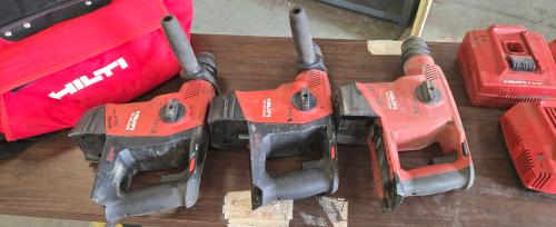 Lot of (3) Hilti TE 30-A36 Cordless Rotary Hammers including non-compatible Hilti Chargers & Hilti Tool Bag - Image 2
