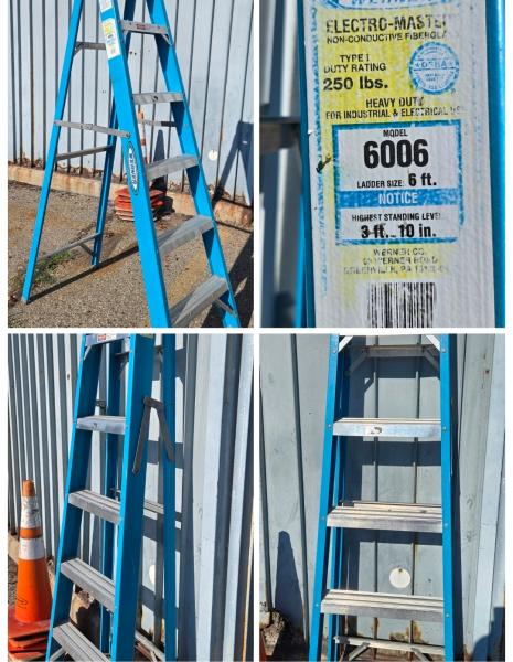 Werner Electro-Master Model 6006, 6-ft fiberglass stepladder, Type I, 250-lb duty rating. - Image 1