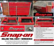 Snap-on Rolling Tool Chest / Workbench &ndash; Multi-Drawer Cabinet with Side Storage- 