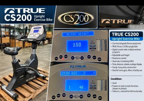 Commercial-grade TRUE Fitness CS200 upright exercise bike.  - Image 1